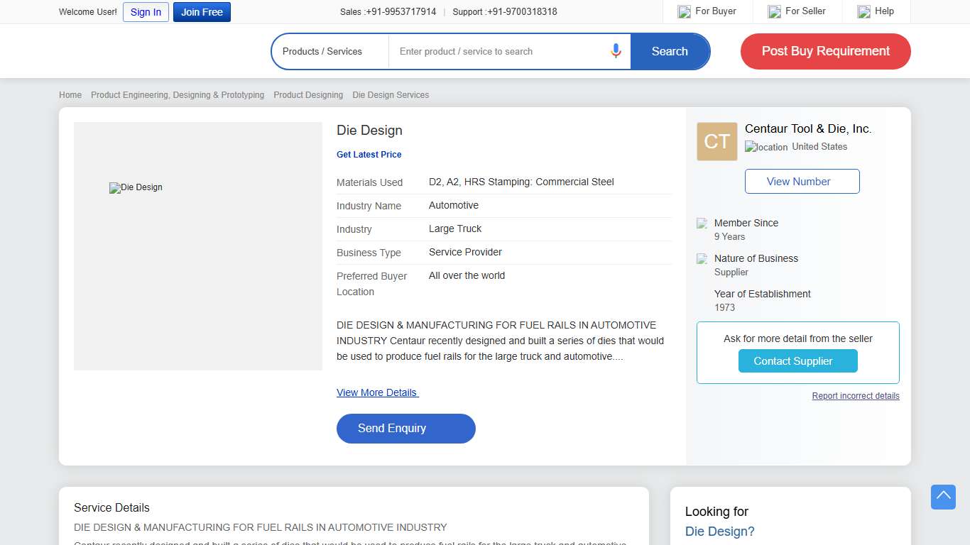 Die Design at Best Price - ID: 3212287 Centaur Tool & Die, Inc.