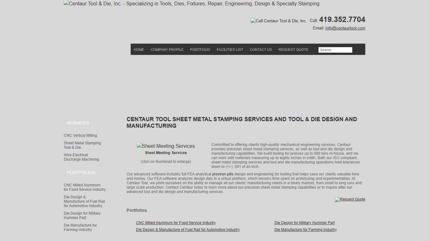 Sheet Metal Stamping and Tool and Die Manufacturing - Bowling Green,Ohio - Centaur Tool and Die