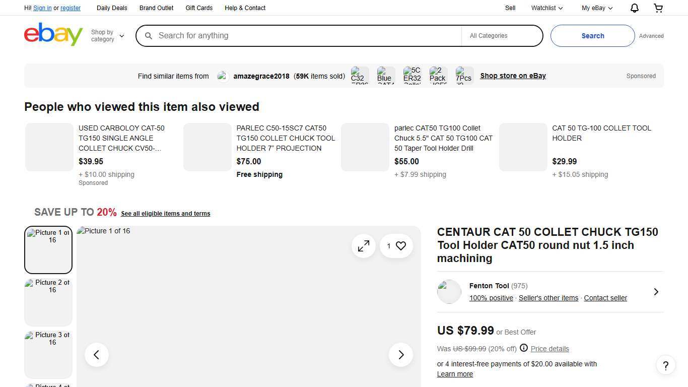 CENTAUR CAT 50 COLLET CHUCK TG150 Tool Holder CAT50 round nut 1.5 inch machining eBay